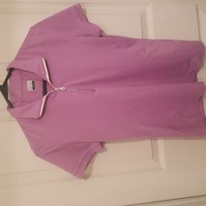Ladies Golf Purple Zip Short Sleeve Shirt